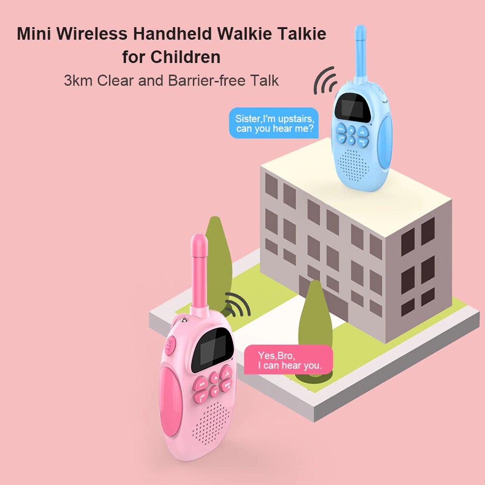 Σετ 2 Παιδικά Ασύρματα Walkie Talkie με Φακό LED με VOX & 22 Κανάλια - Πομποδέκτες Children Intercom - Χρώματος Μπλε & Ροζ